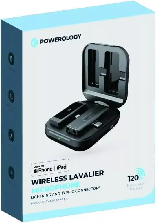 POWEROLOGY WIRELESS LAVALIER MICROPHONE | LIGHTNING AND TYPE C